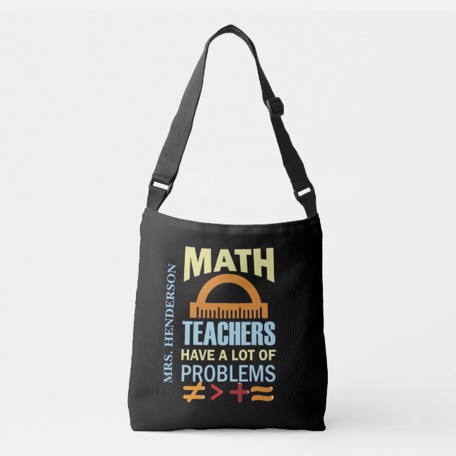 Personalised Funny Colourful Math Teacher Crossbody Bag (Front)