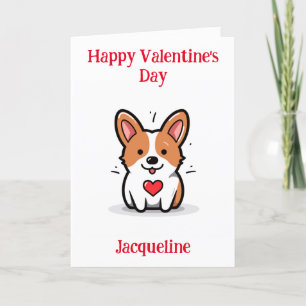 Personalised Funny Corgi Valentine Card