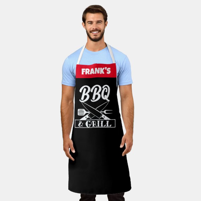Personalised Funny Custom Chef Name Funny BBQ Apron (Worn)