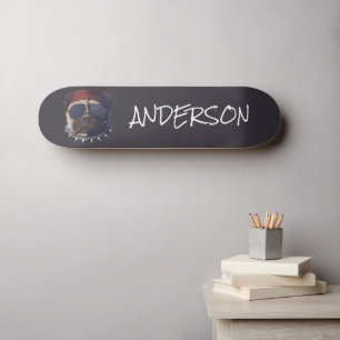 Personalised  funny cute I love pug Skateboard