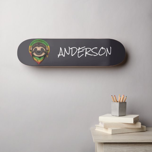 Personalised  funny cute sloth skateboard (Wall Art (Horz))
