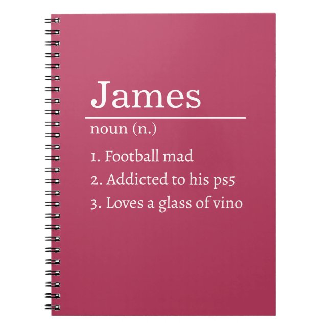 Personalised Funny Dictionary Definition Black  Notebook (Front)