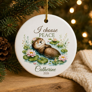 personalised & funny divorce," i choose peace" ceramic ornament