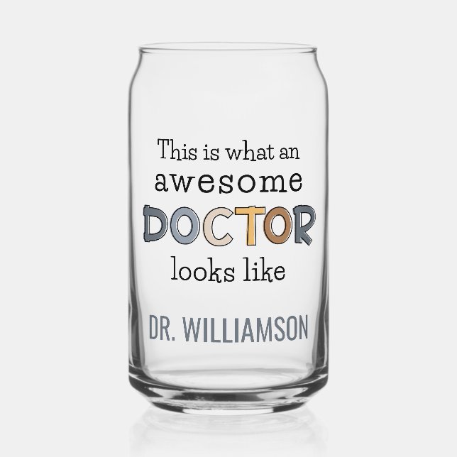 Personalised Funny Doctor Gifts | Awesome Doctor Can Glass (Front)