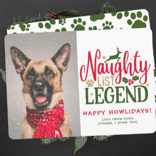 Personalised Funny Dog Christmas Cute Photo Green Holiday Card