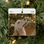 Personalised Funny Dog Picture Christmas Photo Ceramic Ornament<br><div class="desc">Celebrate the holiday season with a touch of canine charm and personalisation with our "Personalised Funny Dog Picture Christmas Photo Ceramic Ornament." This delightful ornament is perfect for dog lovers and those who cherish their furry friends during the festive season. What sets this ornament apart is its personalisation feature, allowing...</div>