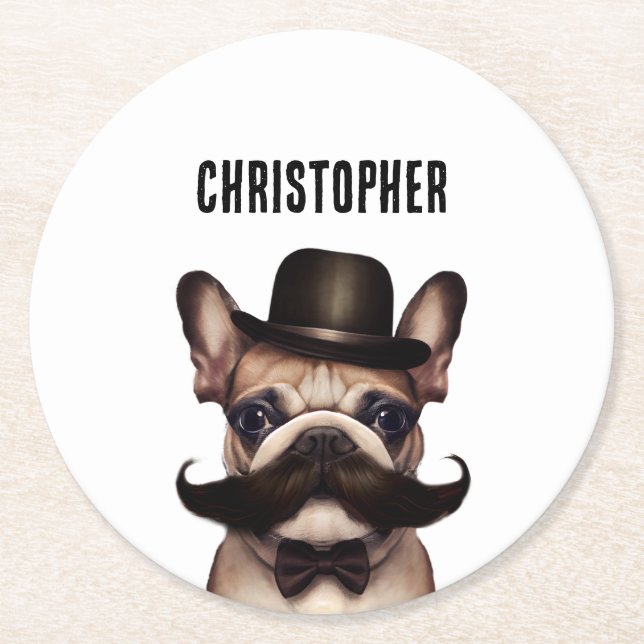 Personalised Funny Dog  Round Paper Coaster (Front)