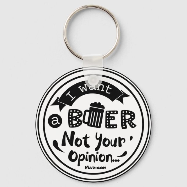 Personalised Funny Drinking Beer Keychain (Front)