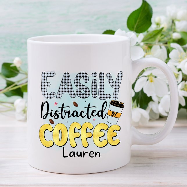 Personalised Funny Easily Distracted Coffee Mug (Creator Uploaded)