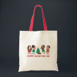 Personalised Funny Face Photo Christmas Elf Tote Bag<br><div class="desc">Get into the festive spirit with our Family and Friends Custom Elf Face Matching T-shirts for Christmas! Personalise the T-shirt with adorable elf designs, and add your family’s faces to make it uniquely yours. This shirt is perfect for family photos or holiday gatherings. Ideal for family Christmas parties, group events,...</div>