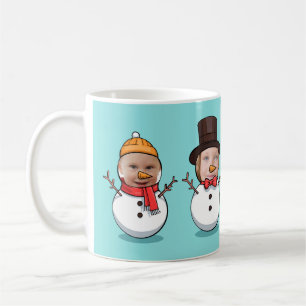 Personalised Funny Face Photo Snowmen Christmas Coffee Mug