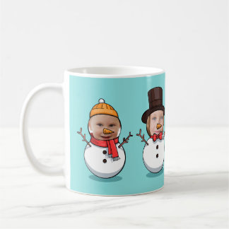 Personalised Funny Face Photo Snowmen Christmas Coffee Mug