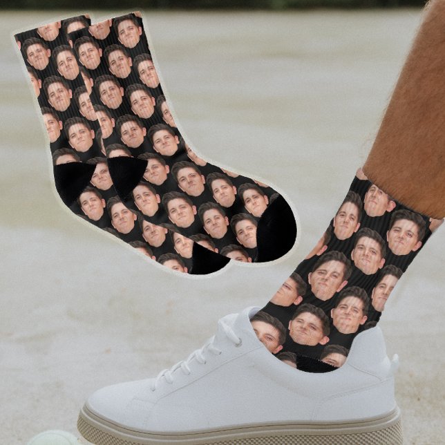 Personalised Funny Face Photo Socks in Jet Black (Creator Uploaded)