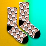 Personalised Funny Face Photo Socks - White<br><div class="desc">Make funny socks covered in pictures of your face or a friends, with this easy to use template. Simply upload a cutout of the face or object you with to use with a transparent background, and VOILA! **Please make sure to crop the image as tightly as you can to the...</div>