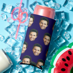 Personalised Funny Face Picture Unique Photo Seltzer Can Cooler