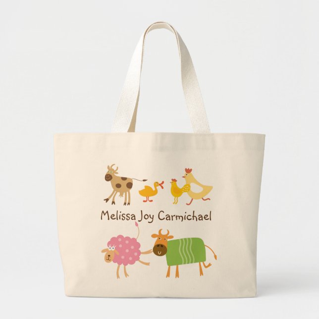 Personalised Funny Farm Animals Tote Bag (Front)