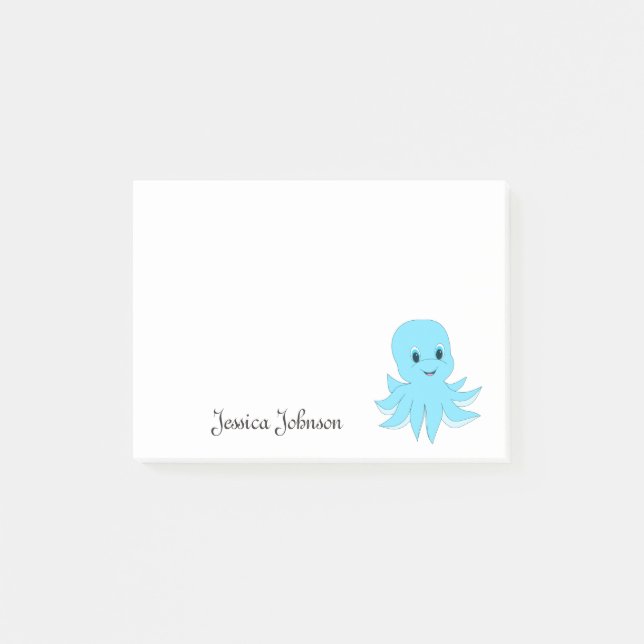Personalised Funny Fat Blue Octopus notepad (Front)