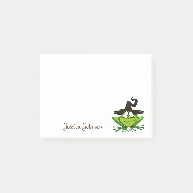 Personalised Funny Fat Cartoon Frog Witch notepad (Front)