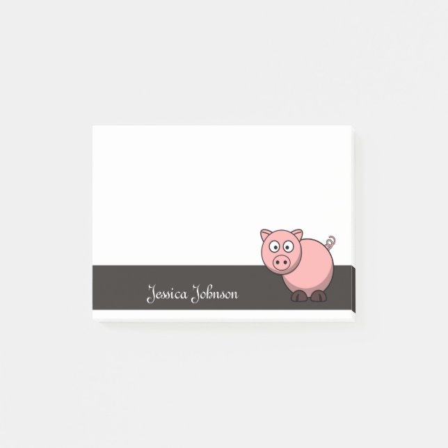 Personalised Funny Fat Pink Pig notepad (Front)