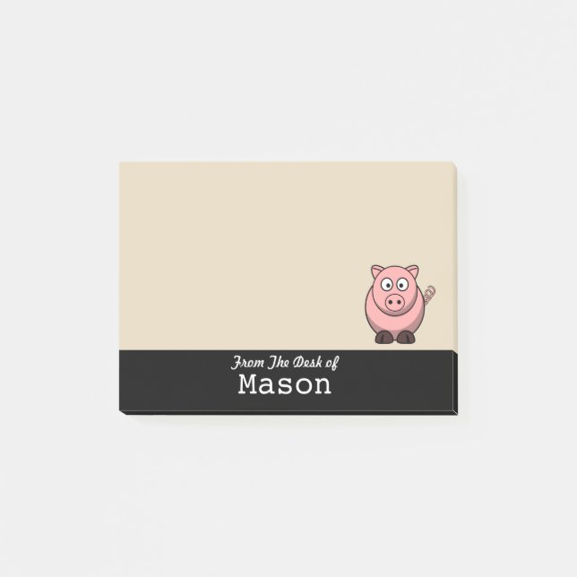 Personalised Funny Fat Pink Pig Post-it Notes (Front)