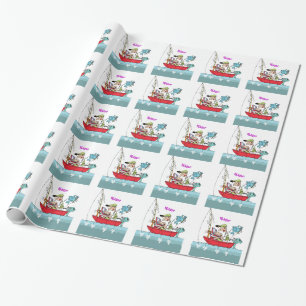 Personalised Funny Fishing Cartoon Wrapping Paper