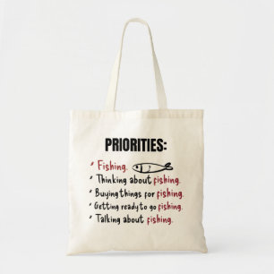 Personalised Funny Fishing Priorities  Tote Bag