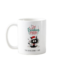 Personalised Funny Freaking Cat Christmas Mug