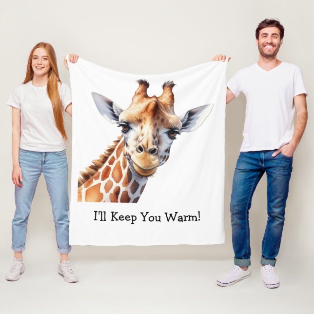 Personalised Funny Giraffe Lover's Fleece Blanket (In Situ)