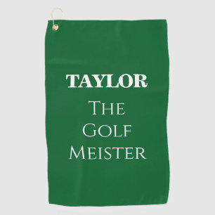 Personalised Funny Golf Meister Quote Green Towel
