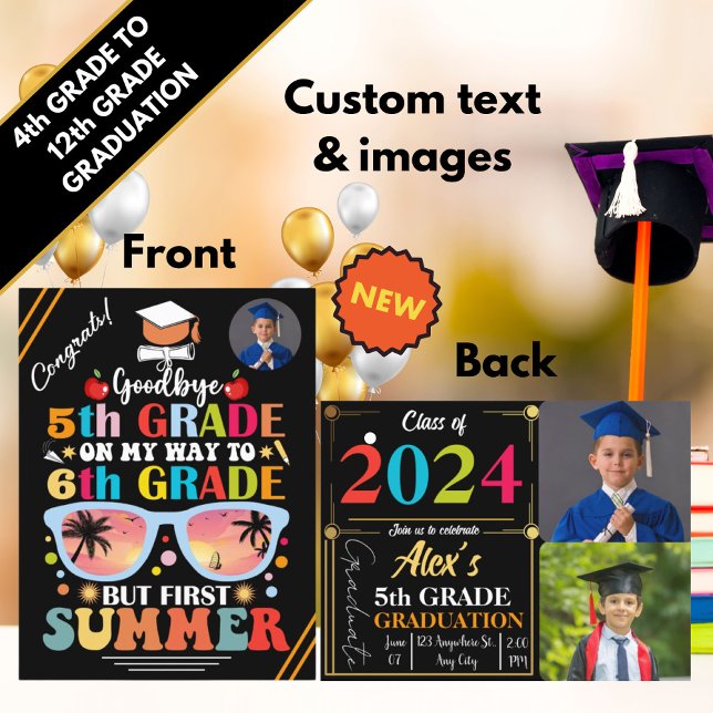 Personalised Funny Graduation 4th to 12th Grade  Announcement Postcard (Creator Uploaded)