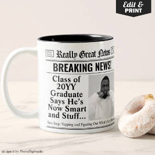 Personalised Funny Graduation Mug Newspaper Mug