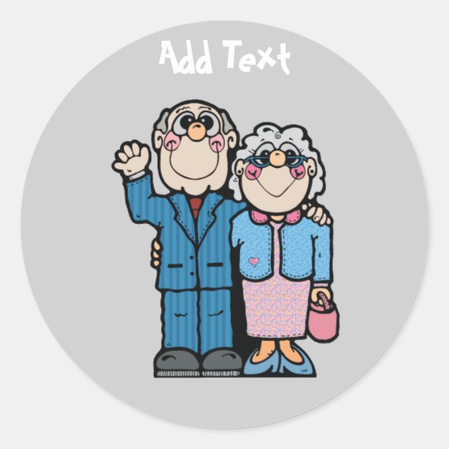 Personalised Funny Grandparent Cartoon Classic Round Sticker (Front)