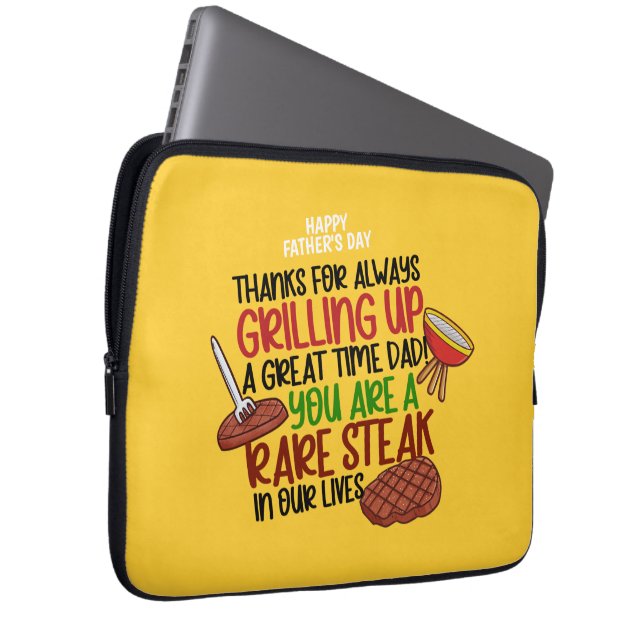 Personalised Funny Grill Chef Daddy Laptop Sleeve (Front Right)