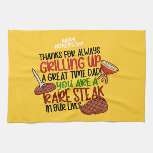 Personalised Funny Grill Chef Daddy Tea Towel