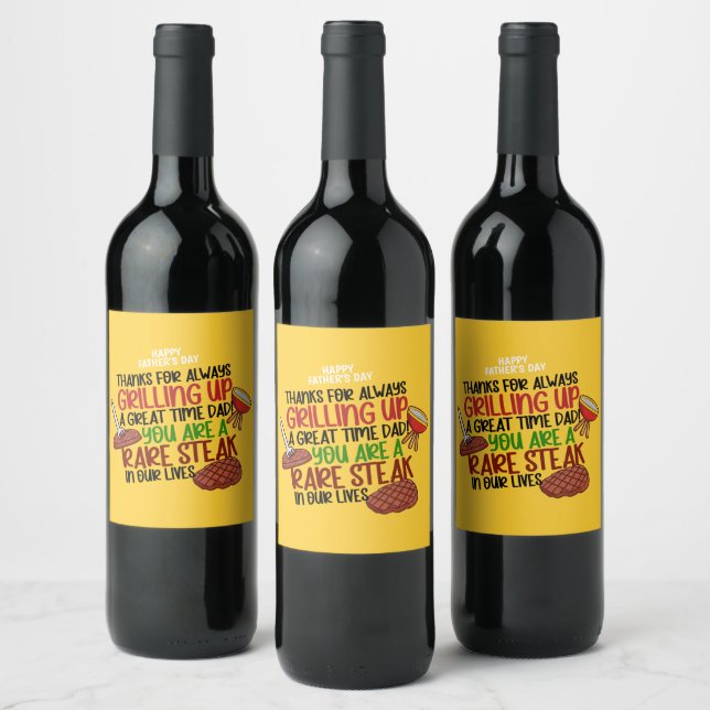 Personalised Funny Grill Chef Daddy Wine Label (Bottles)