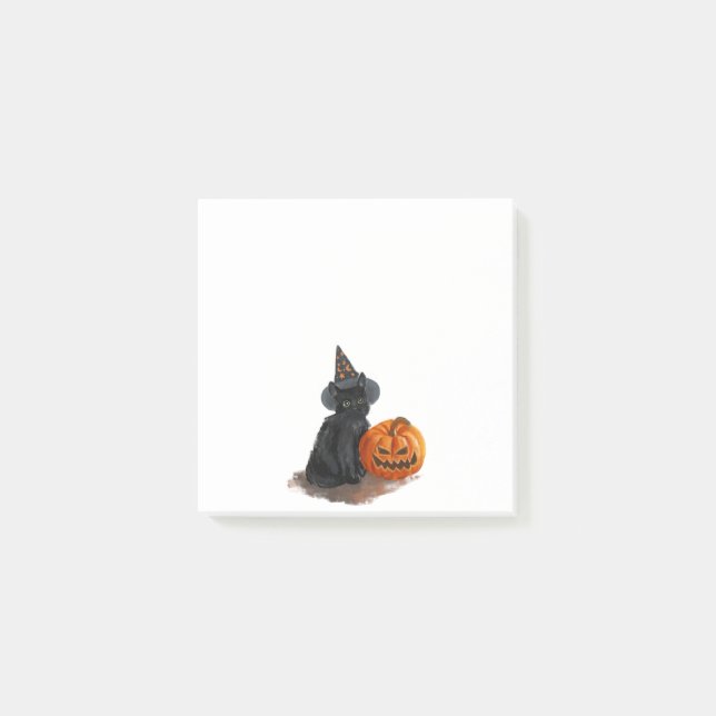 Personalised Funny Halloween Cat Pumpkin Cartoon Post-it Notes (Front)