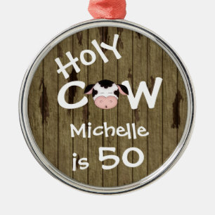 Personalised Funny Holy Cow 50th Birthday Ornament