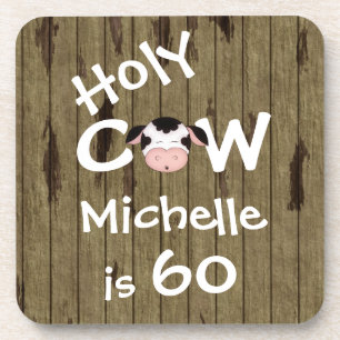 Personalised Funny Holy Cow 60th Birthday Humourou Coaster