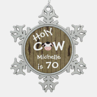 Personalised Funny Holy Cow 70th Birthday Ornament