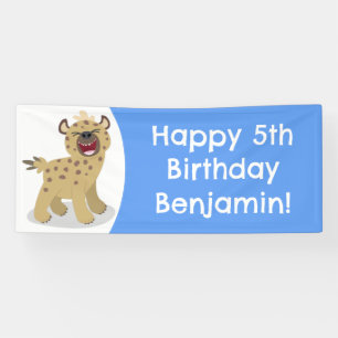 Personalised funny hyena laughing cartoon birthday banner