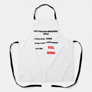 Personalised Funny Italian Greeting Rule Wife Boss Apron