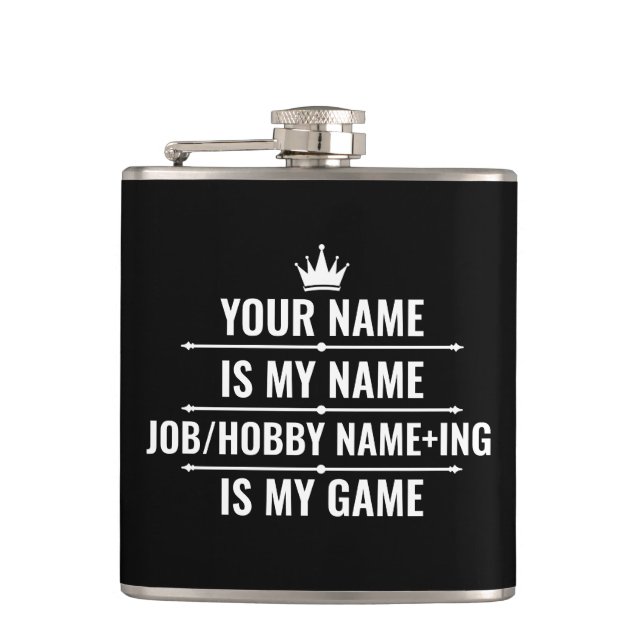 Personalised Funny Job and Hobby Name Hip Flask (Front)