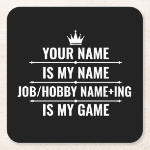 Personalised Funny Job and Hobby Name Square Paper Coaster