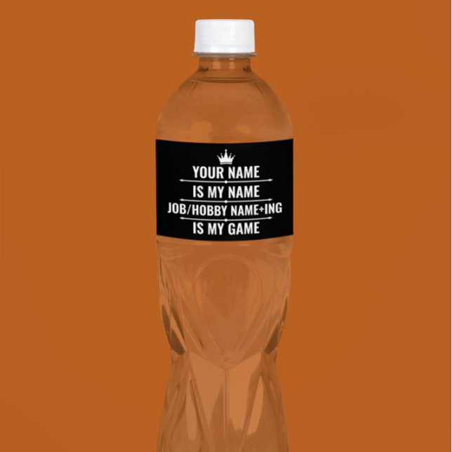 Personalised Funny Job and Hobby Name Water Bottle Label (Creator Uploaded)