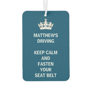 Personalised Funny  Keep Calm Blue Driving Car Air Freshener
