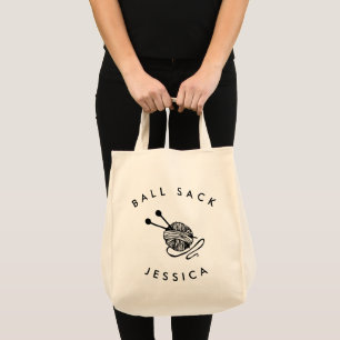 Personalised Funny Knitting Ball Sack Tote Bag