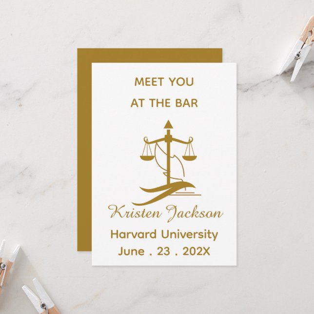 Personalised funny law school graduation  invitation (Front/Back In Situ)