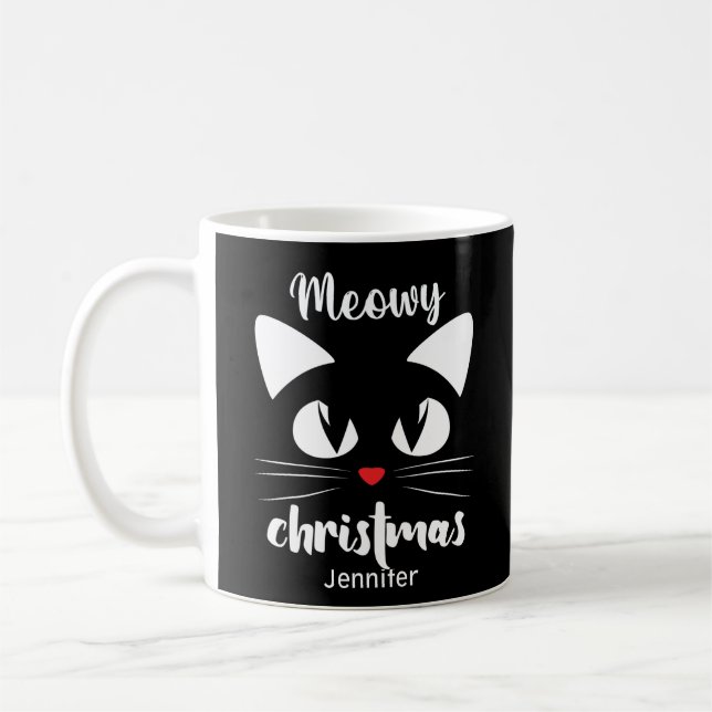 Personalised Funny Meowy Christmas Mug (Left)