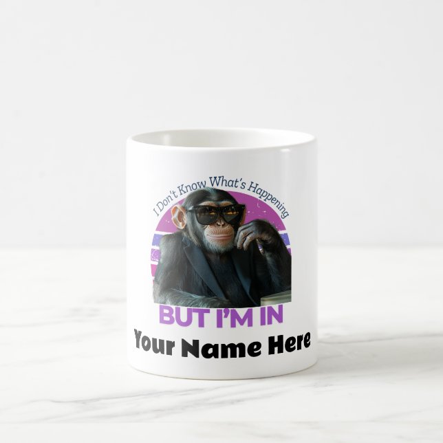 Personalised Funny Monkey Meme | Retro Minimalist  Coffee Mug (Center)