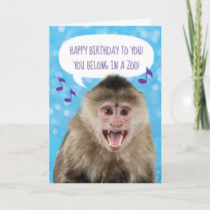 Personalised Funny Monkey Singing Birthday Card